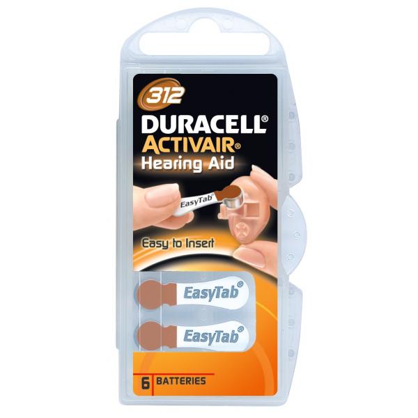 PILA APPARECCHIO ACUSTICO EASY TAB 312 DURACELL MARRONE CF=PZ 6