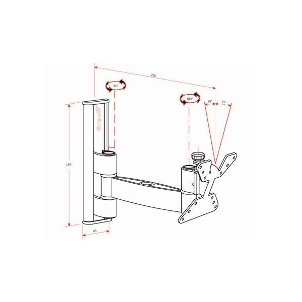 SUPPORTO TV LCD2 NERO 2 SNODI 10"- 30" PORTATA MAX KG.20