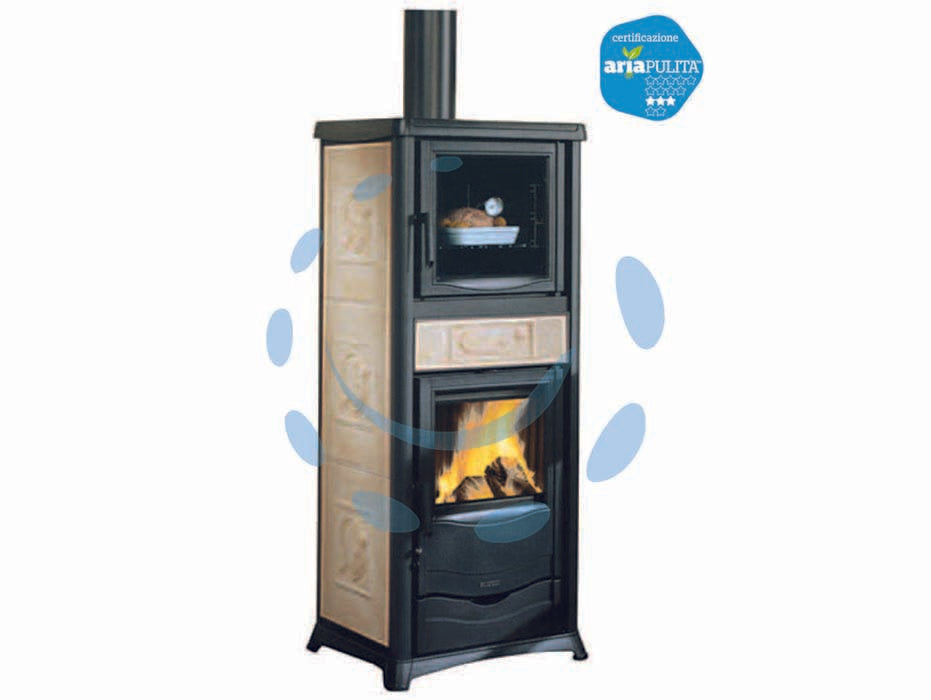 STUFA A LEGNA TERMOROSSELLA PLUS CON FORNO DSA 4.0 11,1KW LIB.PANNA