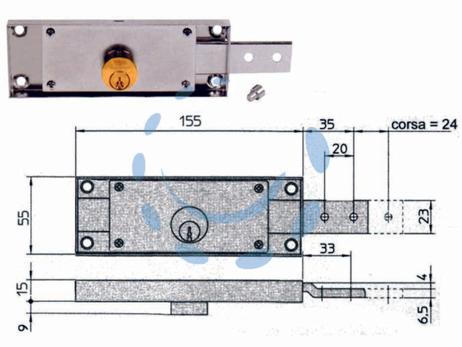 LOCK FOR SIDE SHUTTER WITH ROUND FIXED CYLINDER