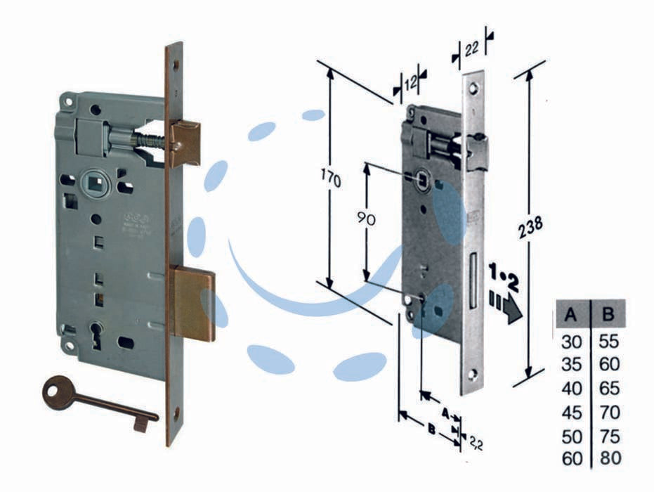 SERRATURA A BUSSOLA DA INFILARE BORDO QUADRO BRONZATO