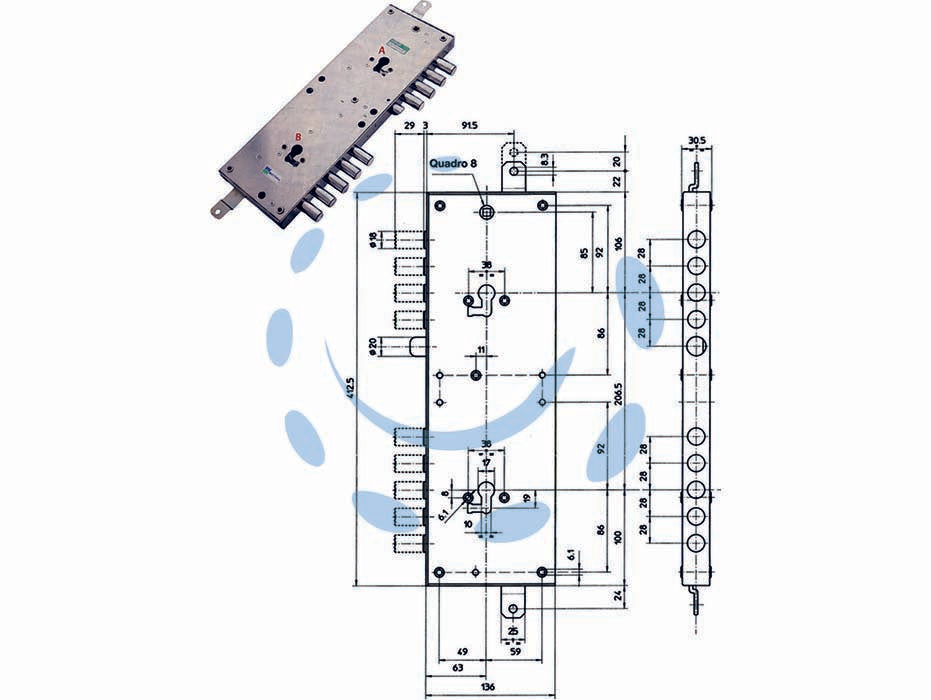 SERRATURA TRIPLICE APPLICARE MULTIF. SCROCCO CIL. EUR. BLINDATE 85574