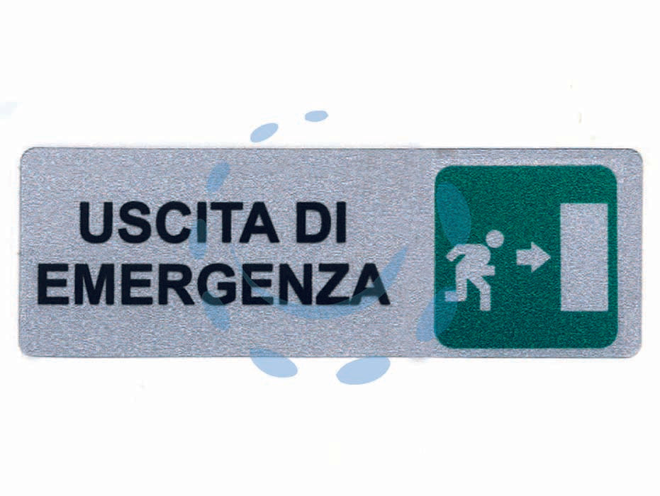 TARGHETTA ADESIVA "USCITA DI EMERGENZA" (FRECCIA A DESTRA)