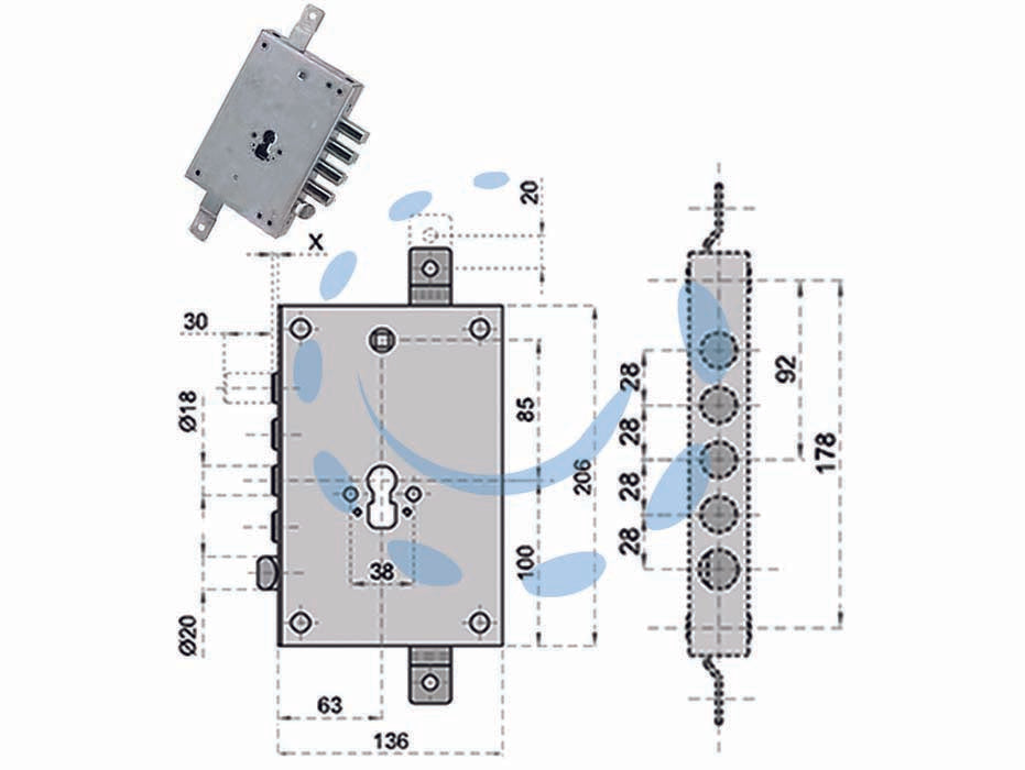 TRIPLE LOCK TO BE APPLIED WITH CILATCH LATCH. EUROPEAN ARMORED 50128