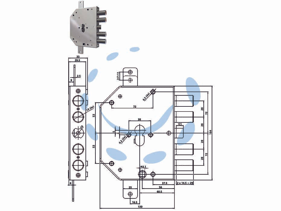 SERRATURA TRIPLICE APPLICARE C/SCROCCO CIL. EU. BLINDATE 2155PEN-BLOC