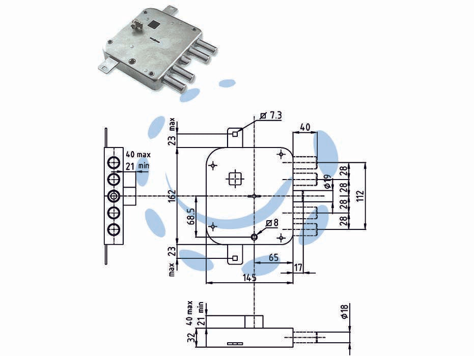 SERRATURA TRIPLICE APPLICARE CON SCROCCO DOPPIA MAPPA BLINDATE STRONG