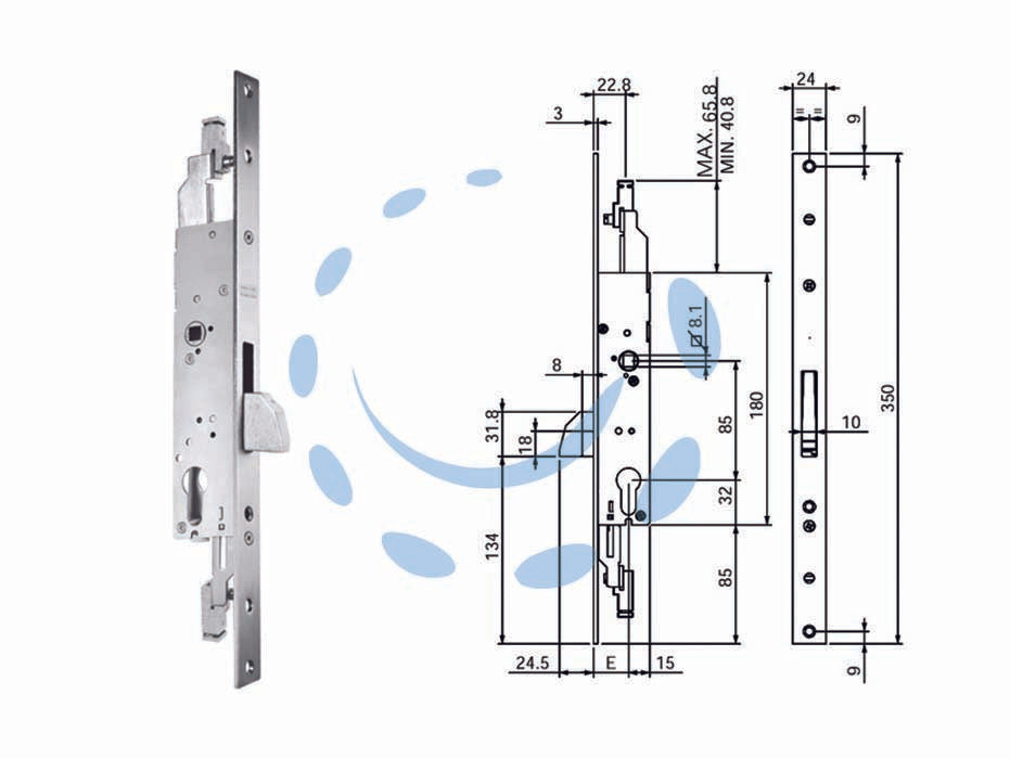 TRIPLE MORTICE LOCK FOR PILLARS AND SHUTTERS WITHOUT LATCH N98800