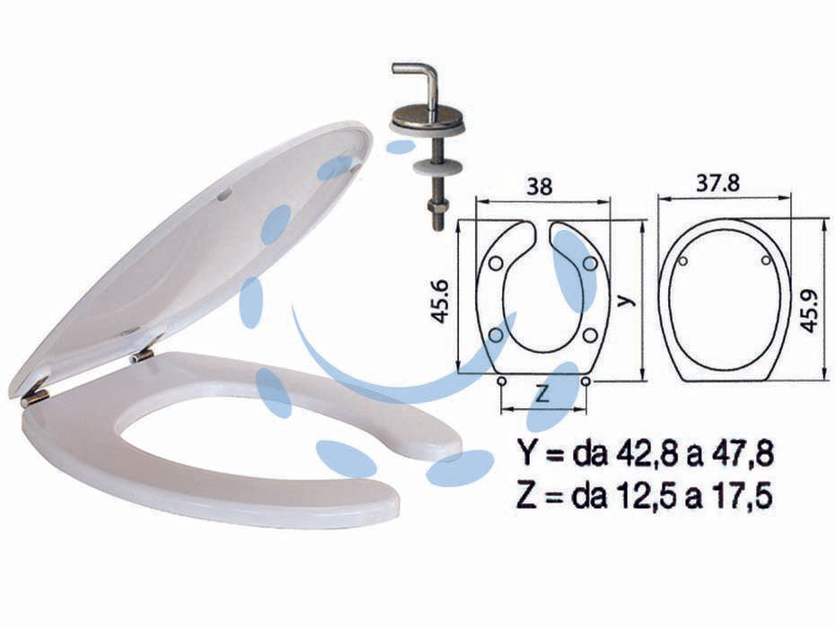 SEDILE WC IN TERMOINDURENTE PER DISABILI "HELP" BIANCO CERNIERE INOX