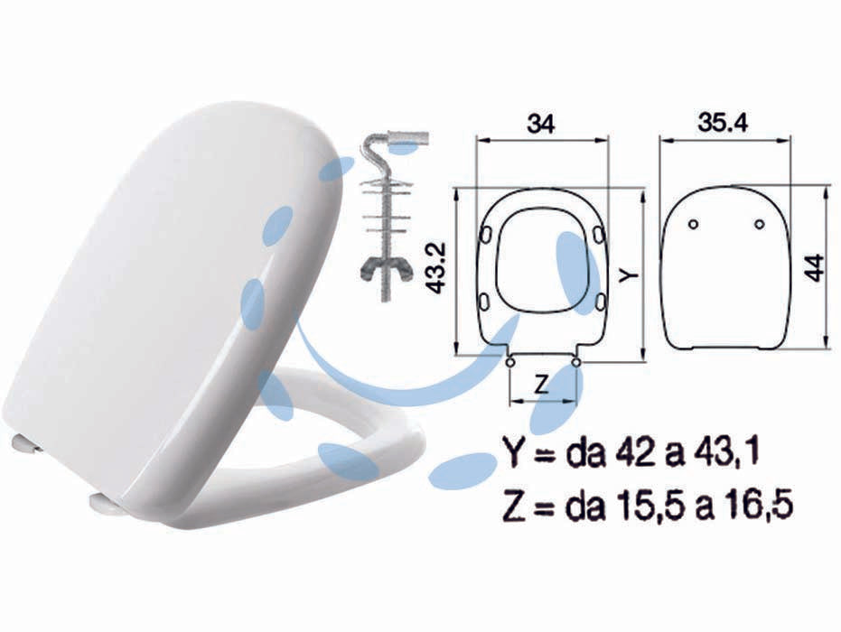 SEDILE WC IN TERMOINDURENTE "FIVE" BIANCO CERNIERE INOX H025S