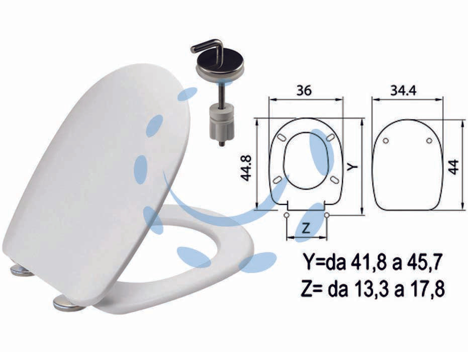 SEDILE WC IN TERMOINDURENTE "PASSEPARTOUT" BIANCO CERNIERE INOX H057