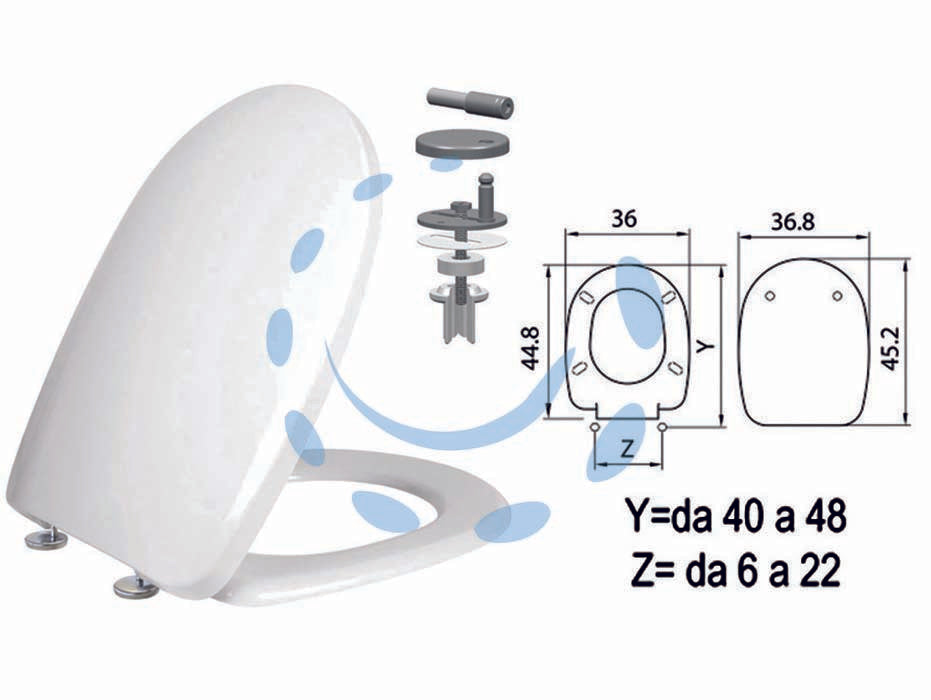 SEDILE WC IN TERMOINDURENTE "AQUA" CERNIERE INOX H341