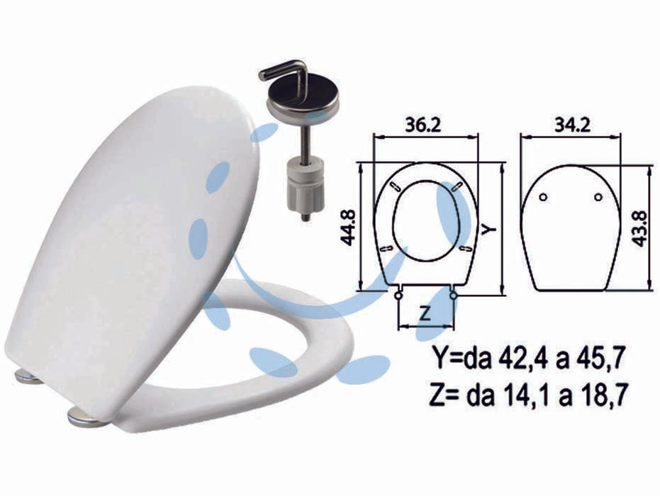 SEDILE WC IN TERMOINDURENTE "SEBINO" BIANCO CERNIERE INOX H057