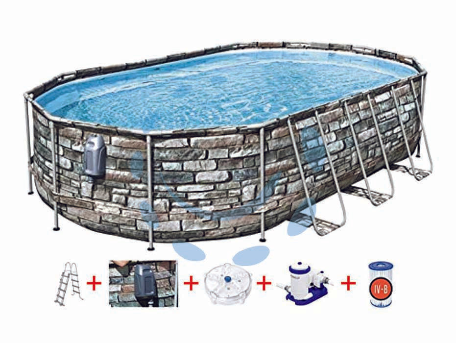 PISCINA POWER STEEL COMFORT JET OVALE CM.610X366X122H.