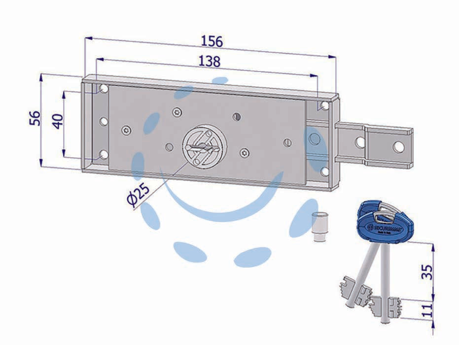 SIDE DOUBLE BIT LOCK FOR SHUTTER WITH BENT BOLT 2215