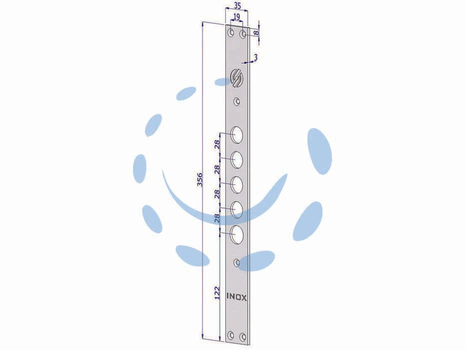 FRONTALE P/SERRATURE PORTE BLINDATE IN ACCIAIO INOX INT.28 FR2500