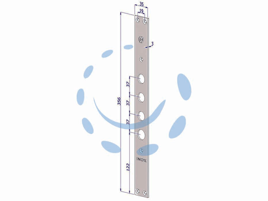 FRONTALE P/SERRATURE PORTE BLINDATE IN ACCIAIO INOX INT.37 FR2500